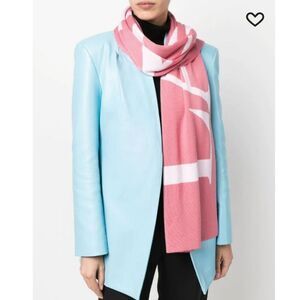 Lanvin Pink Wool Blend Reversible Scarf With Logo For Women's